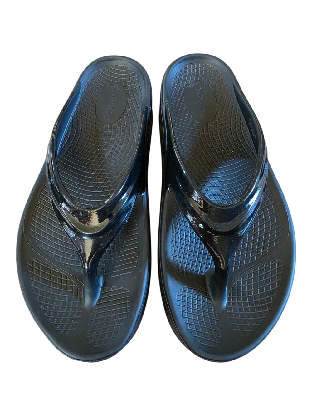 OOLALA OOFOS Black Platform Flip Flops Sandals Size 9 - Picture 6 of 8